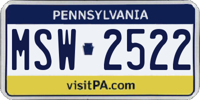 PA license plate MSW2522