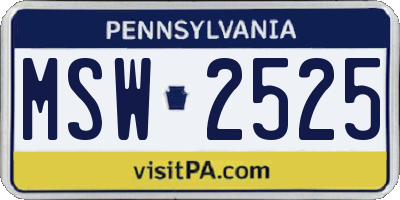 PA license plate MSW2525