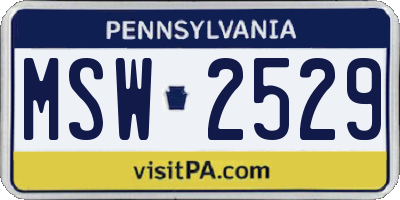 PA license plate MSW2529