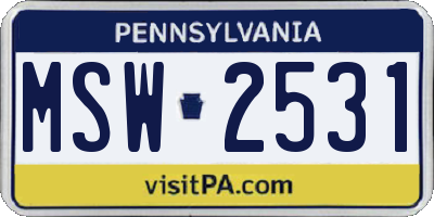 PA license plate MSW2531