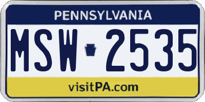 PA license plate MSW2535