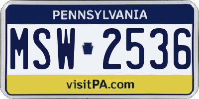 PA license plate MSW2536