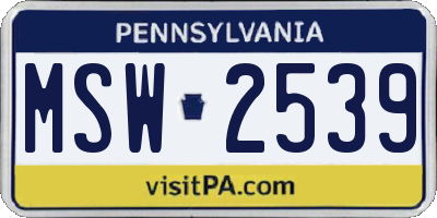 PA license plate MSW2539