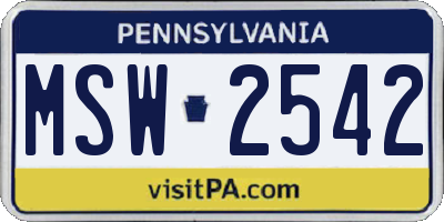 PA license plate MSW2542