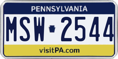 PA license plate MSW2544