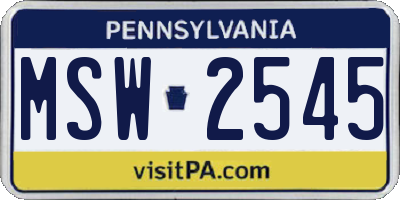 PA license plate MSW2545