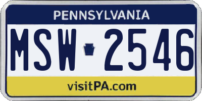 PA license plate MSW2546