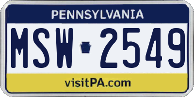 PA license plate MSW2549