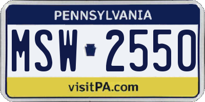 PA license plate MSW2550