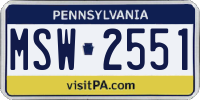 PA license plate MSW2551