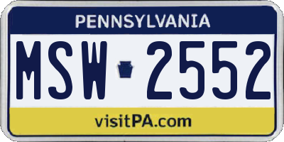 PA license plate MSW2552