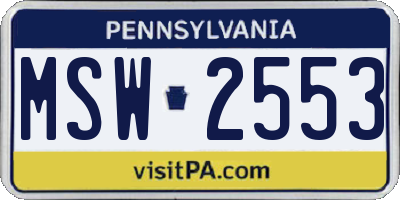 PA license plate MSW2553