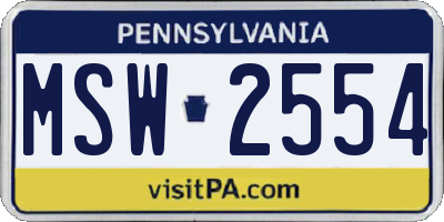 PA license plate MSW2554