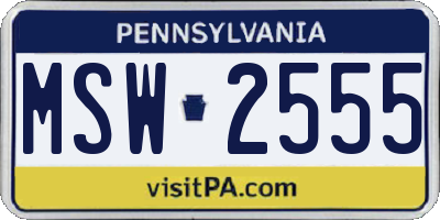 PA license plate MSW2555