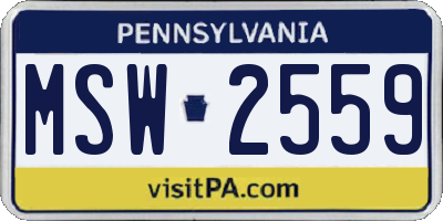 PA license plate MSW2559
