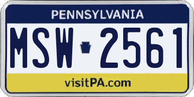 PA license plate MSW2561