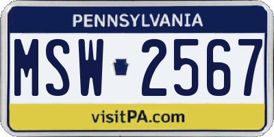 PA license plate MSW2567