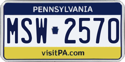 PA license plate MSW2570