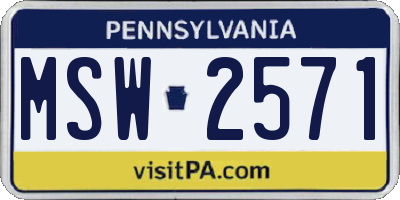 PA license plate MSW2571