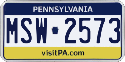 PA license plate MSW2573