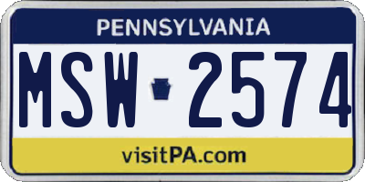 PA license plate MSW2574