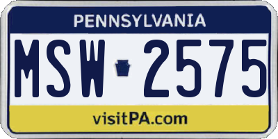 PA license plate MSW2575