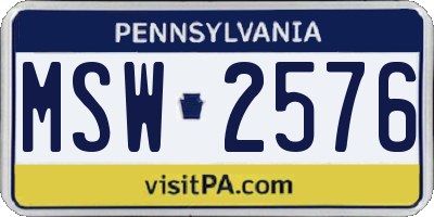 PA license plate MSW2576