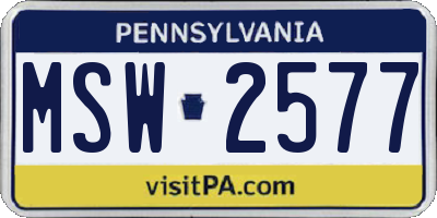 PA license plate MSW2577