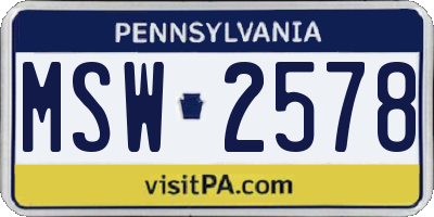 PA license plate MSW2578