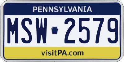 PA license plate MSW2579