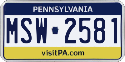PA license plate MSW2581