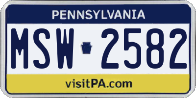 PA license plate MSW2582