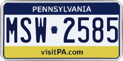 PA license plate MSW2585