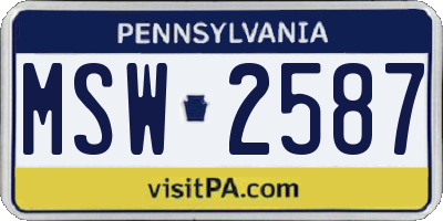 PA license plate MSW2587