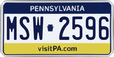 PA license plate MSW2596