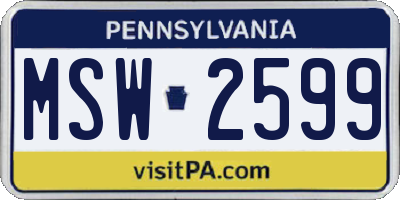 PA license plate MSW2599