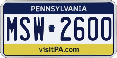 PA license plate MSW2600