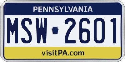 PA license plate MSW2601