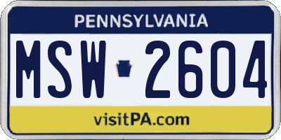 PA license plate MSW2604