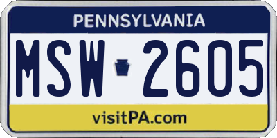 PA license plate MSW2605