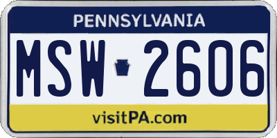 PA license plate MSW2606