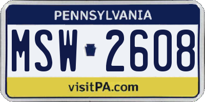 PA license plate MSW2608
