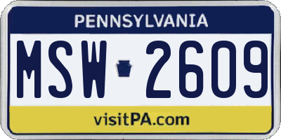 PA license plate MSW2609