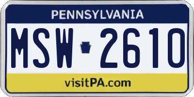 PA license plate MSW2610