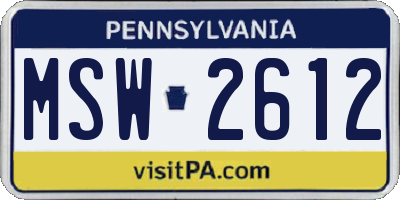PA license plate MSW2612