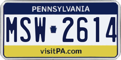 PA license plate MSW2614