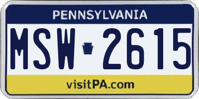 PA license plate MSW2615