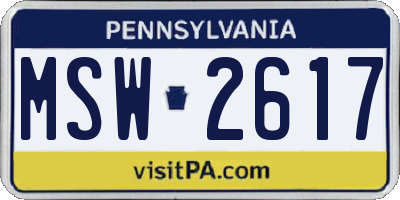 PA license plate MSW2617