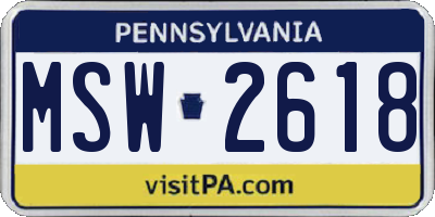 PA license plate MSW2618