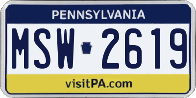 PA license plate MSW2619